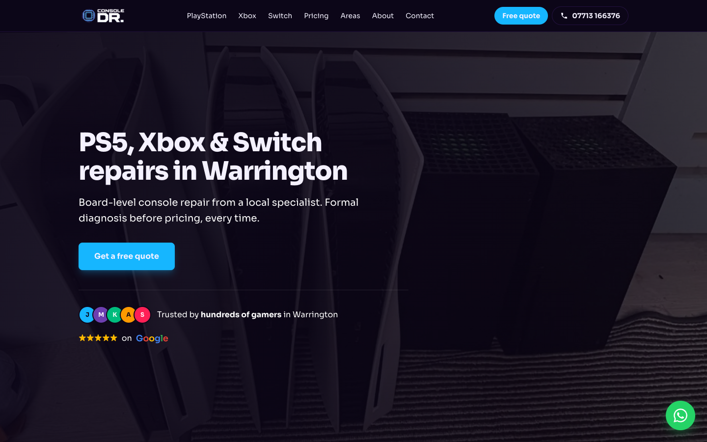 Console Dr website desktop view, theconsoledr.co.uk